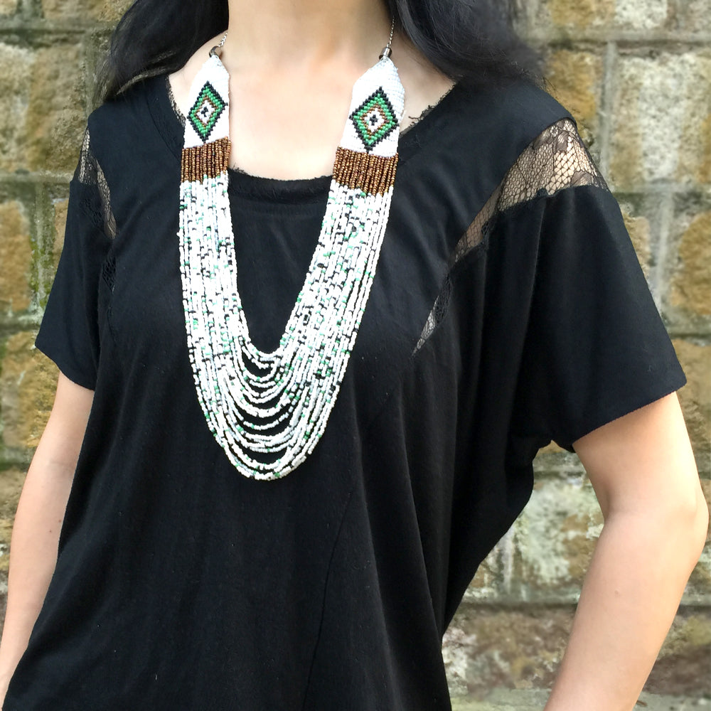Boho Beads Necklace, Boho Chic Necklace, Hippie Fashion, Multi Strand Seed Bead Necklace, Music Festival