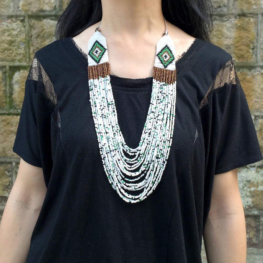 Boho Beads Necklace, Boho Chic Necklace, Hippie Fashion, Multi Strand Seed Bead Necklace, Music Festival