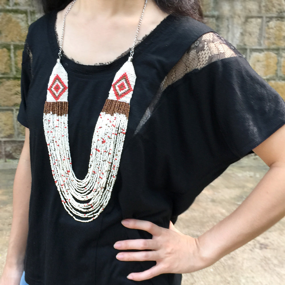 Boho Beads Necklace, Boho Chic Necklace, Hippie Fashion, Multi Strand Seed Bead Necklace, Music Festival