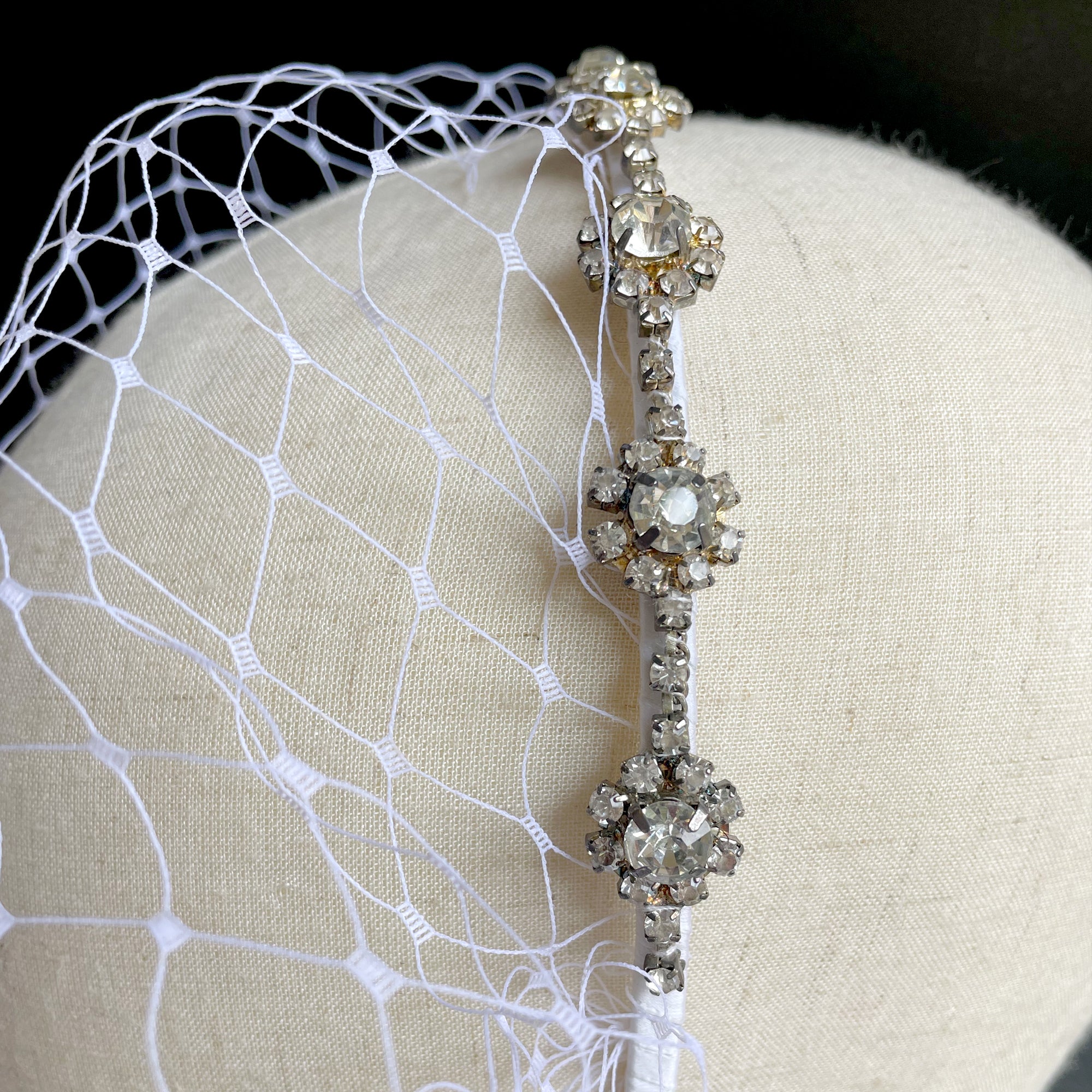 Rhinestone Birdcage Veil Wedding, Bridal Birdcage Veil with Rhinestone Headband, Veil Headband for Party