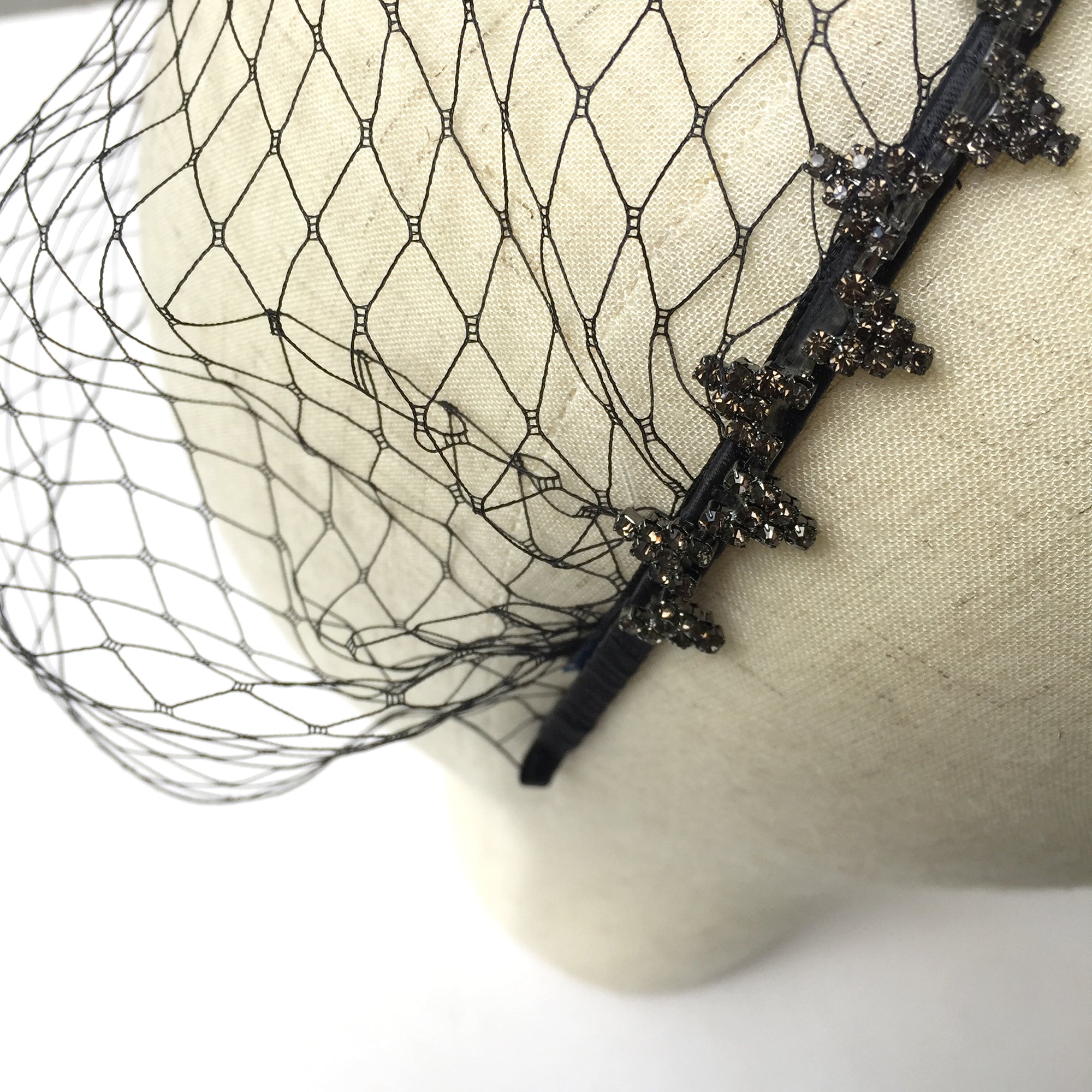 Black Birdcage Veil Headband, Black Veil Fascinator, Black Wedding, Gothic, Celestial