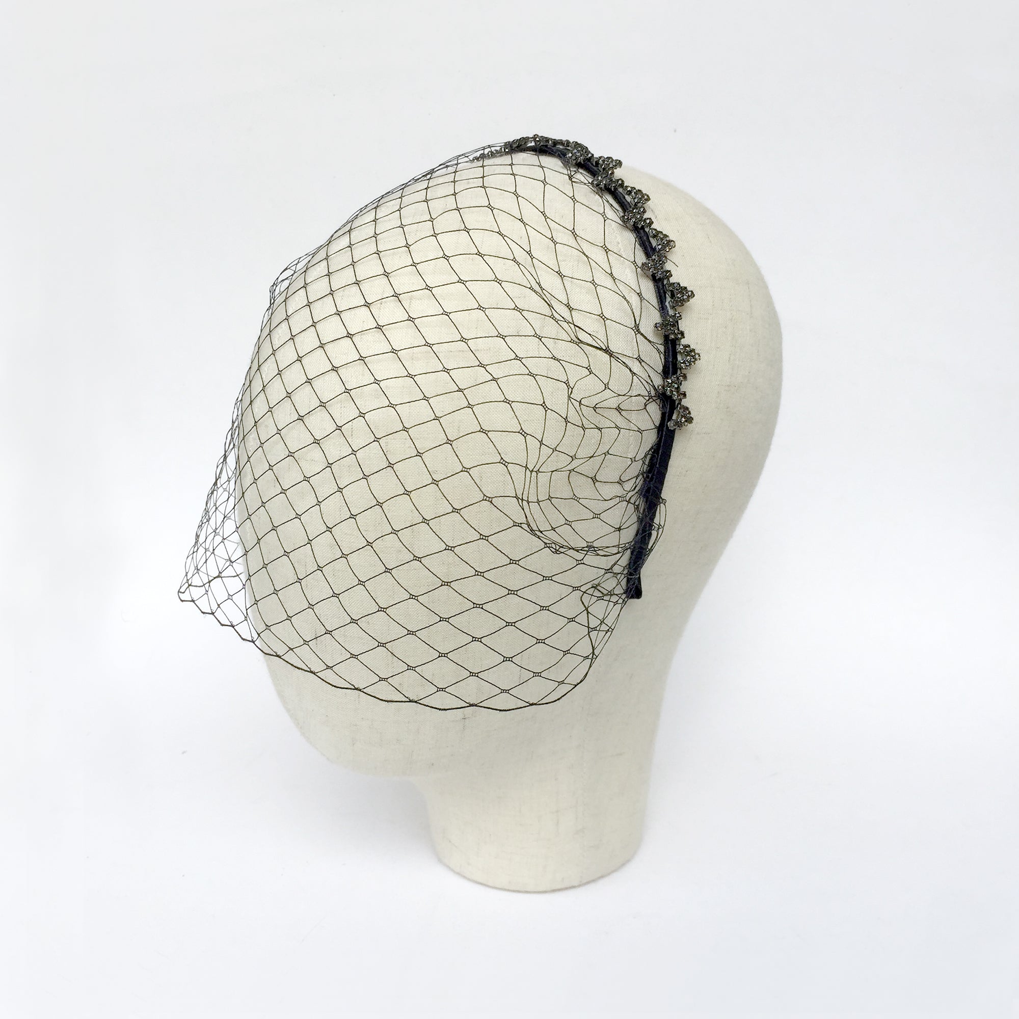 Black Birdcage Veil Headband, Black Veil Fascinator, Black Wedding, Gothic, Celestial