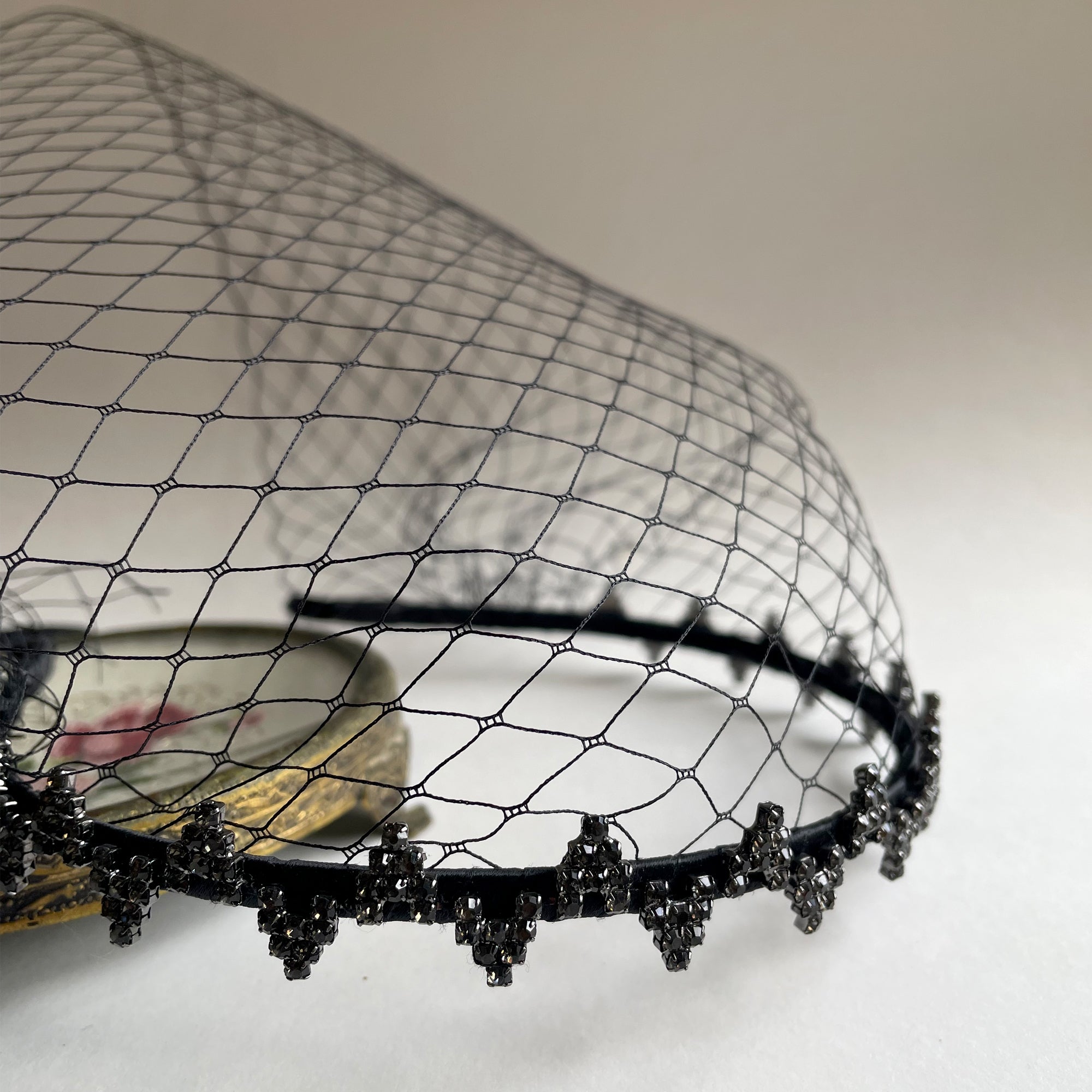 Black Birdcage Veil Headband, Black Veil Fascinator, Black Wedding, Gothic, Celestial