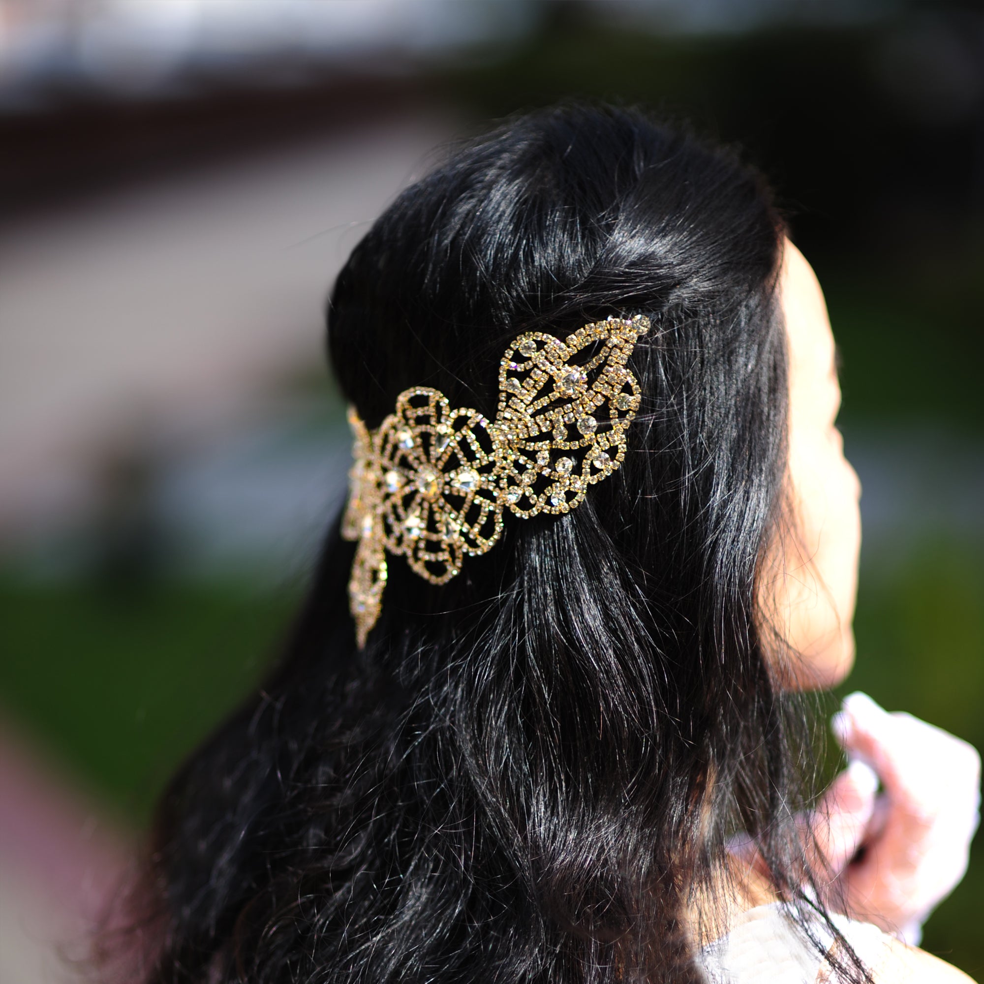 Big Bridal Back Headpiece, Statement Wedding Hair Accessory, Wedding Party Back Headpiece