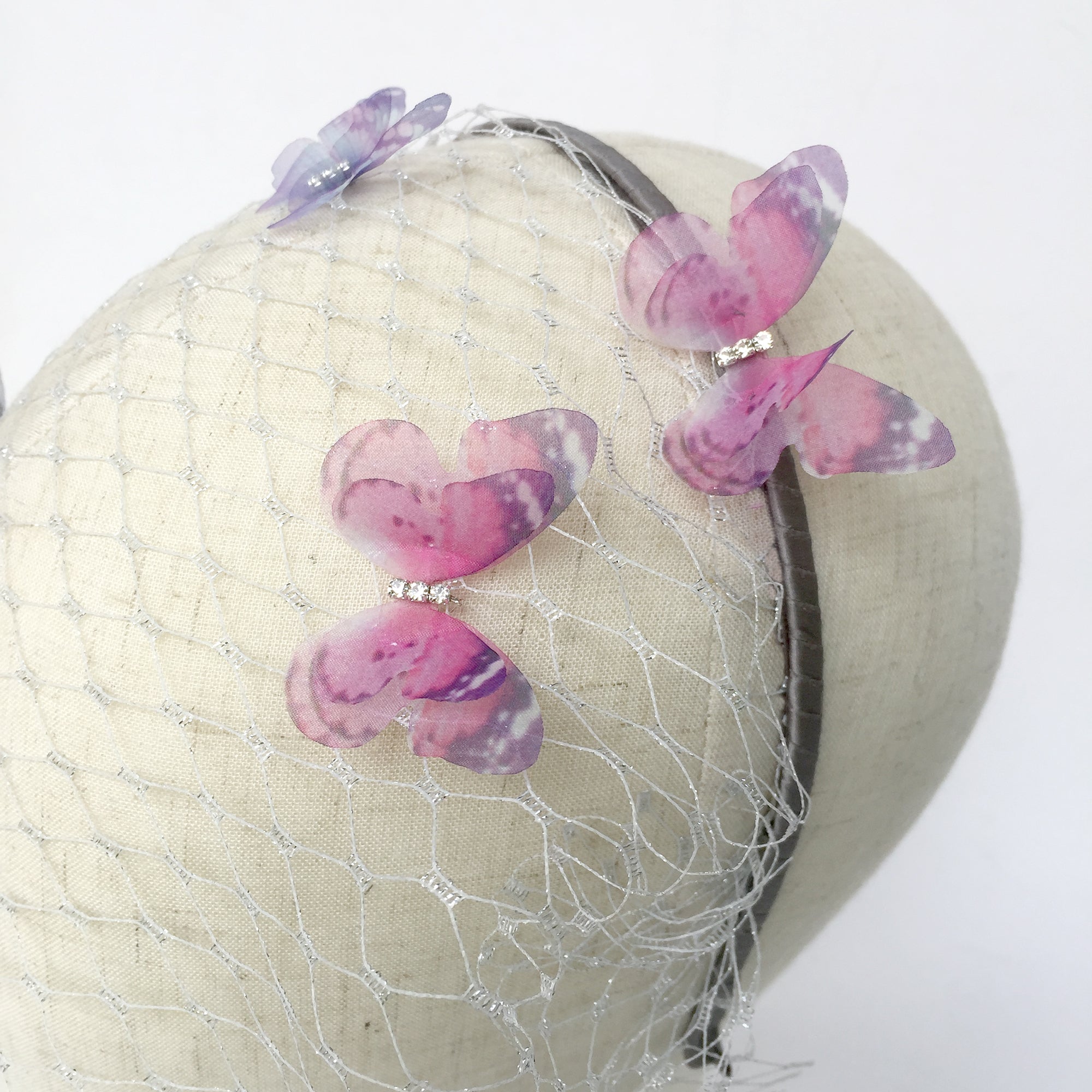 Butterfly birdcage veil headband butterfly veil fascinator butterfly kisses birdcage