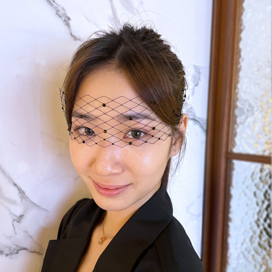 Face Mask Veil Black Crystal Eye Mask Veil Dark Witch Goth Black Victorian