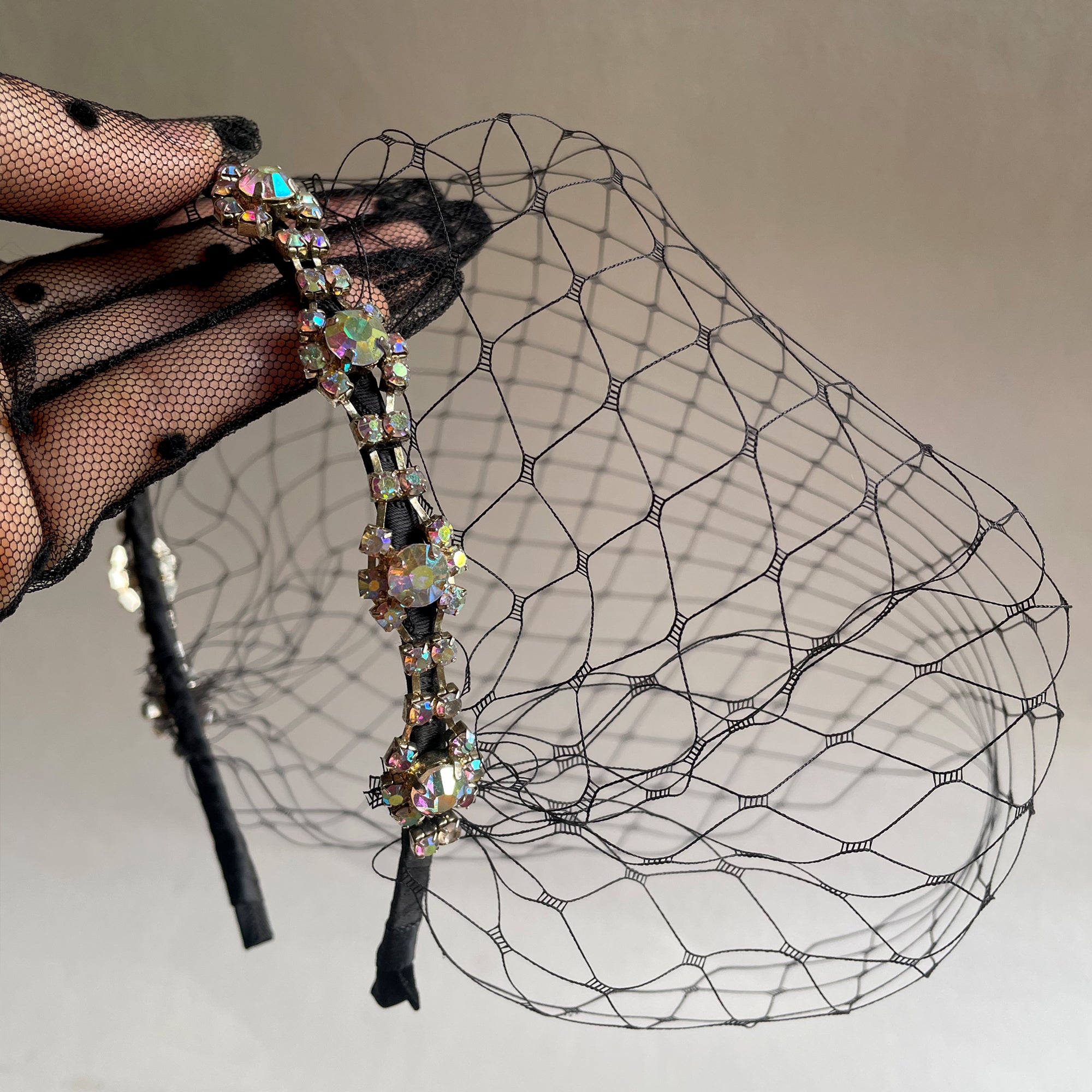 Black Wedding Veil, Black Bride Veil, Rhinestone Black Birdcage Veil Headband, Gothic, Celestial