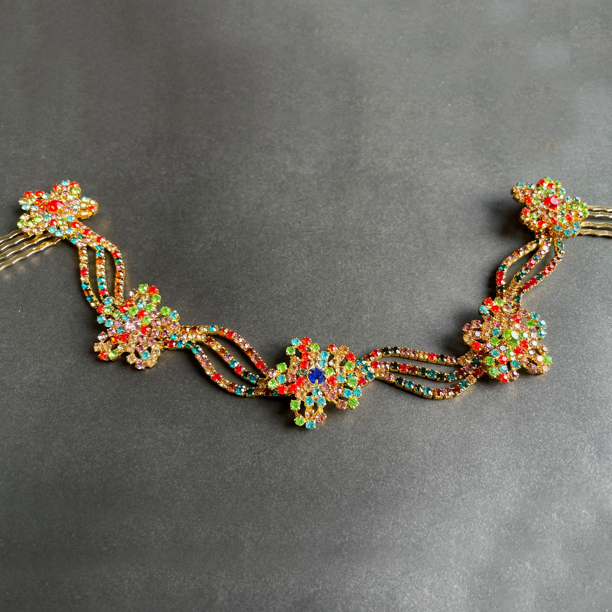 Rhinestone Garland Hair Vine Wedding, Garden Party Hair, Floral Garland, Back Headpiece Hair Vine