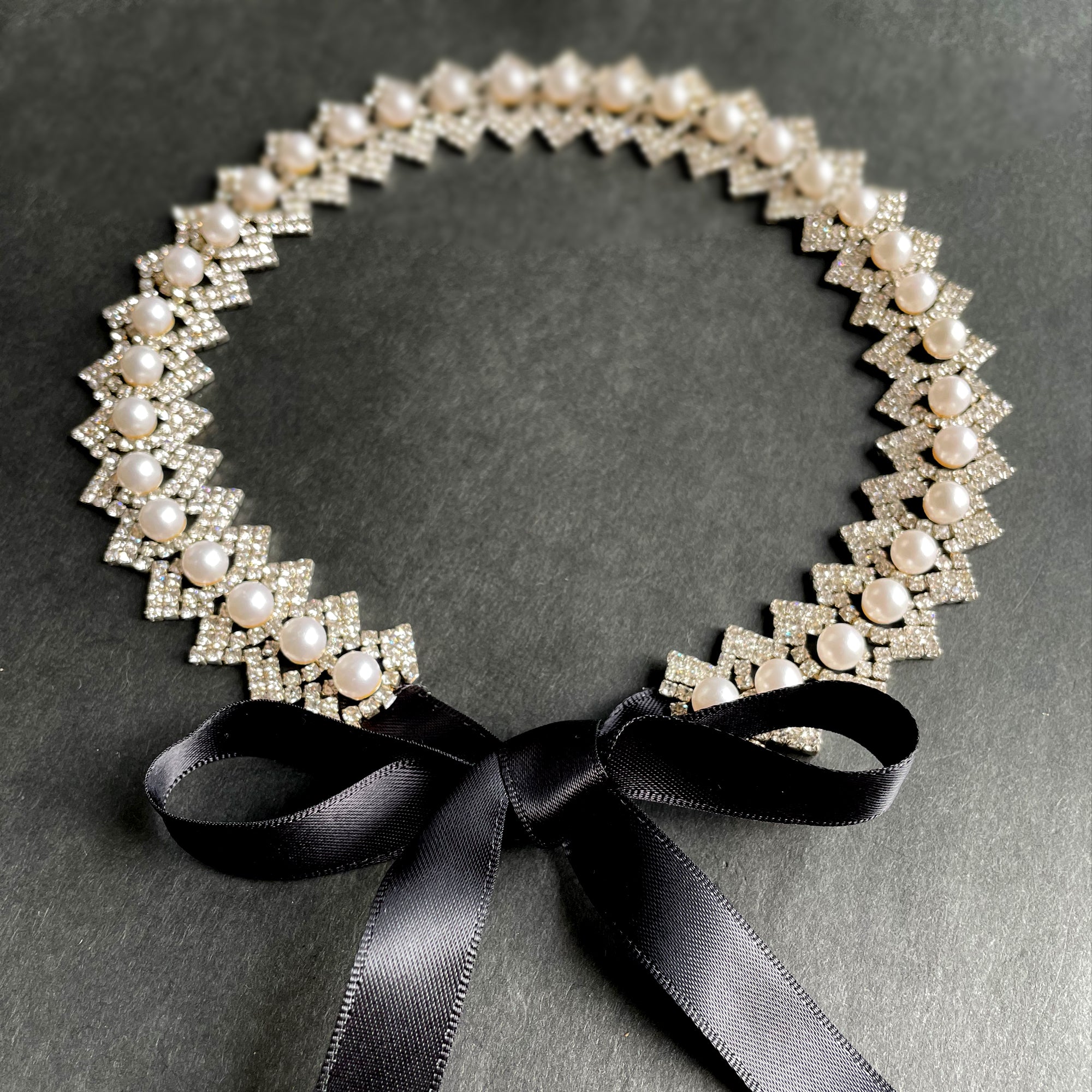 Pearl and Rhinestone Headpiece, Pearl Headpiece Wedding, Bridal Pearl Headband, Prom Party