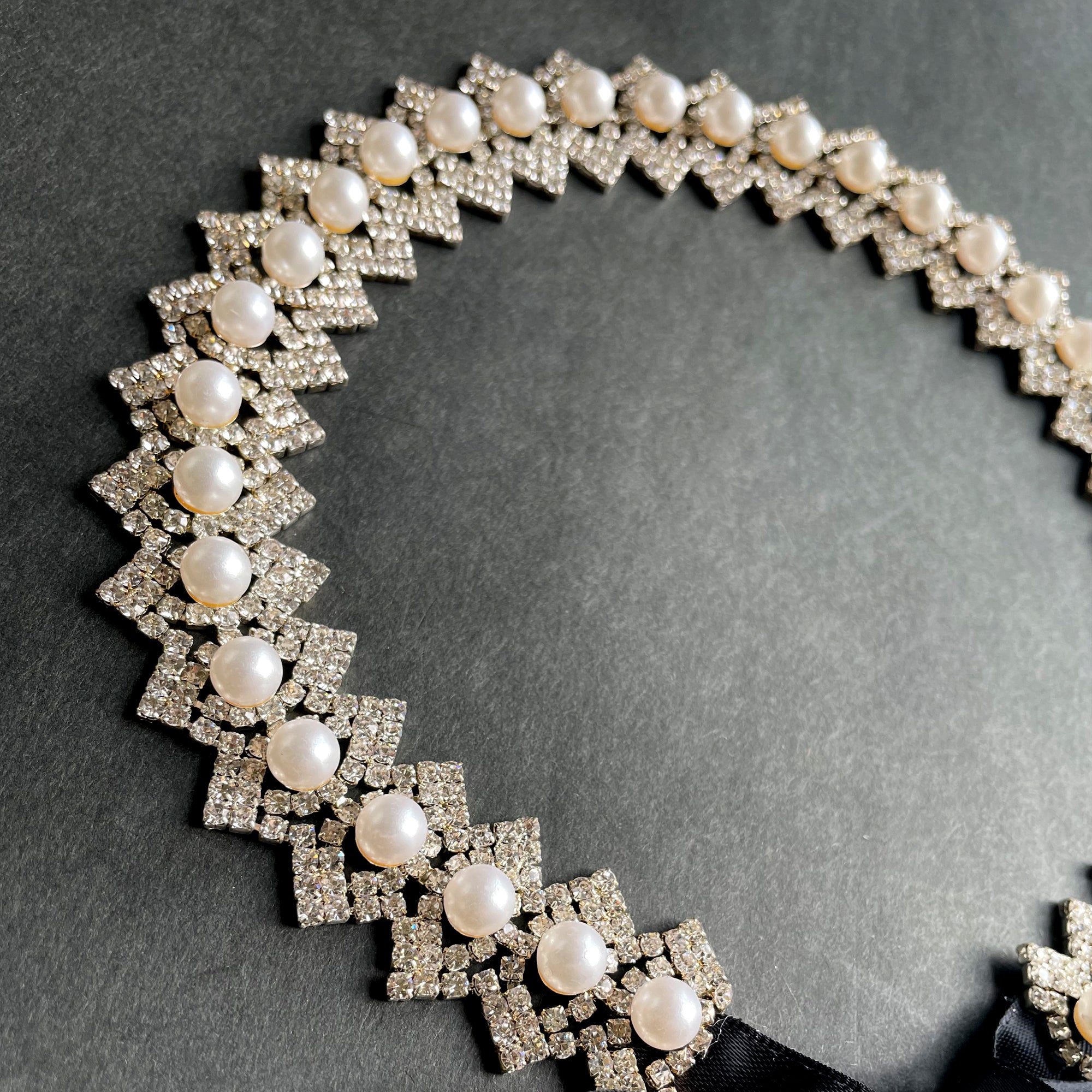 Pearl and Rhinestone Headpiece, Pearl Headpiece Wedding, Bridal Pearl Headband, Prom Party