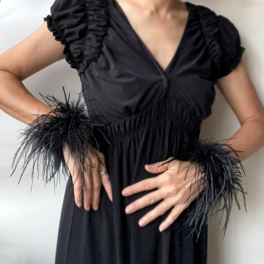 Black Ostrich Feather Cuffs Snap On, Prom Party Black Feather Wristband, White Feather Bracelet