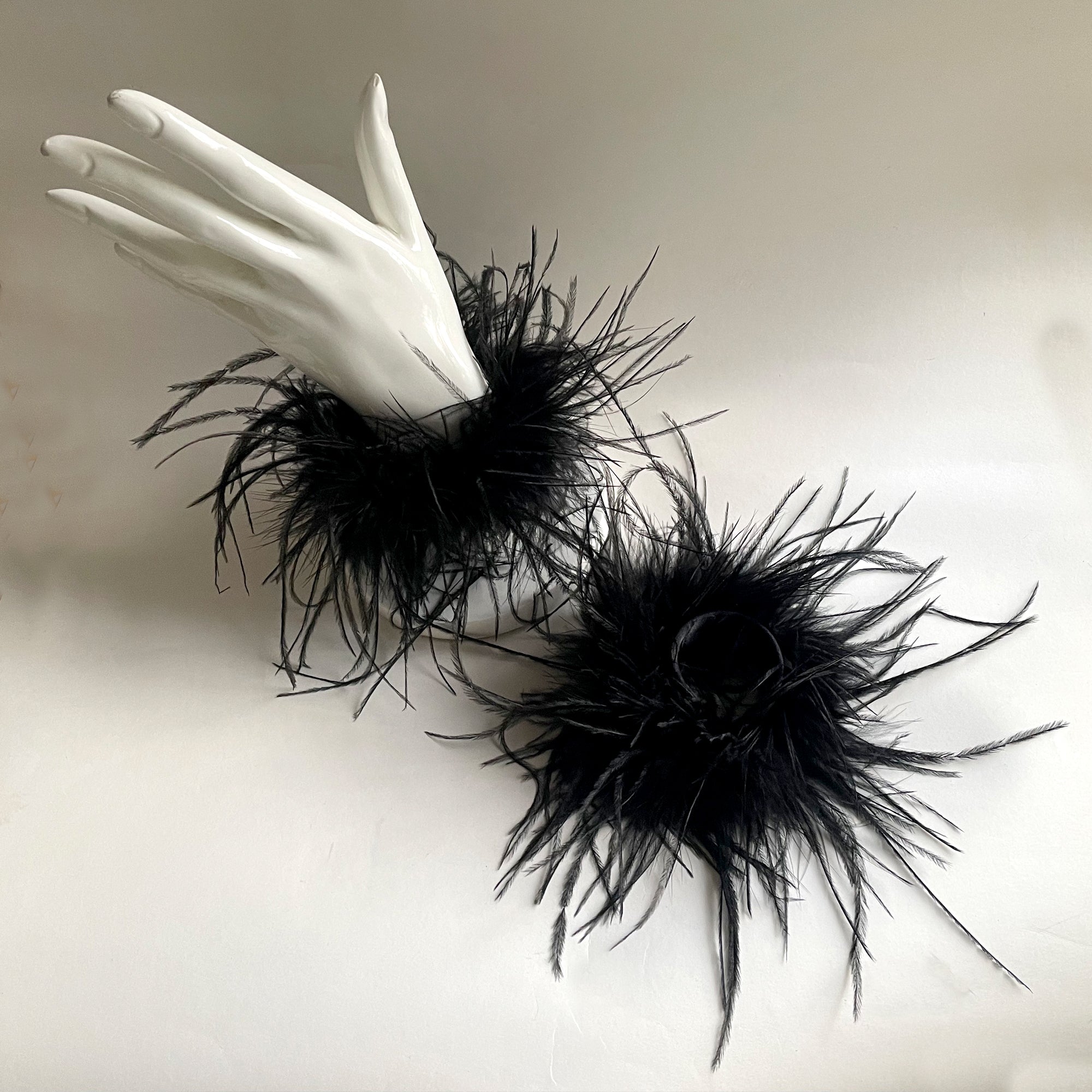 Black Ostrich Feather Cuffs Snap On, Prom Party Black Feather Wristband, White Feather Bracelet