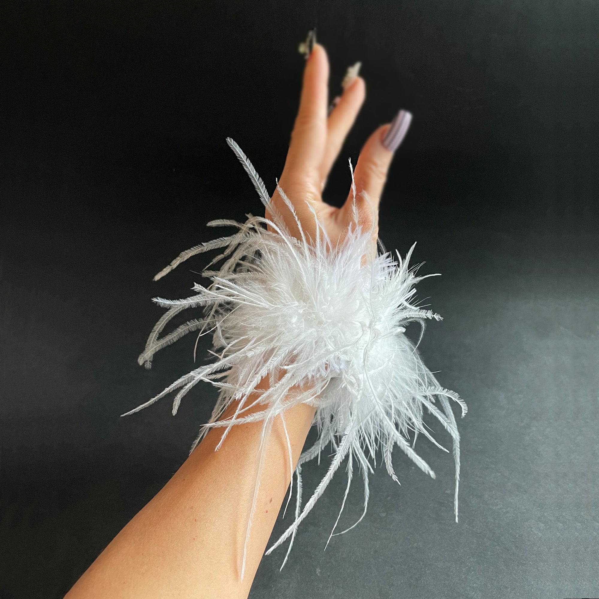 Black Ostrich Feather Cuffs Snap On, Prom Party Black Feather Wristband, White Feather Bracelet