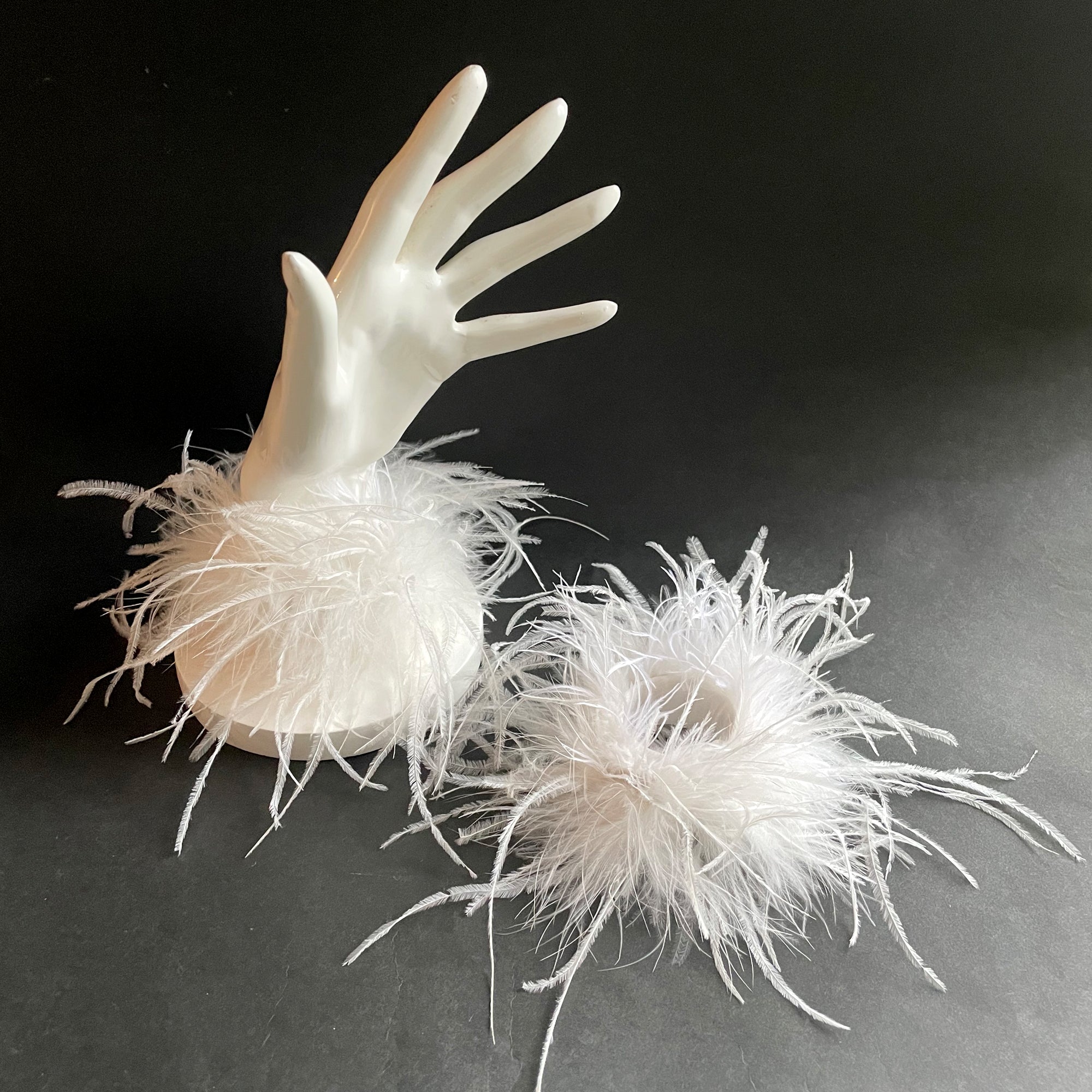 Black Ostrich Feather Cuffs Snap On, Prom Party Black Feather Wristband, White Feather Bracelet