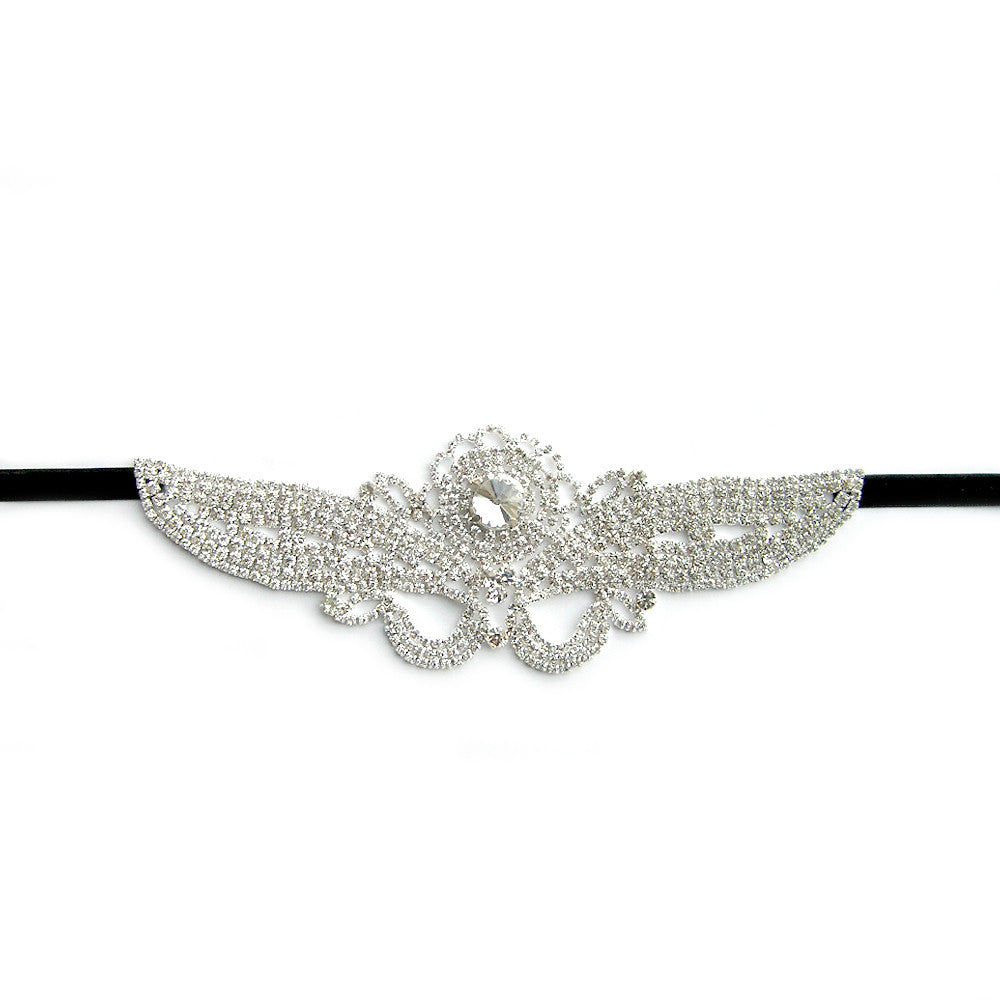 Rhinestone Flapper Headpiece, Statement Wedding Hair Piece, Celtic Medieval Headpiece