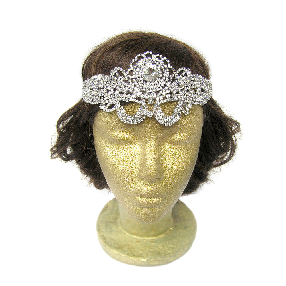Rhinestone Flapper Headpiece, Statement Wedding Hair Piece, Celtic Medieval Headpiece, Boho Hippie