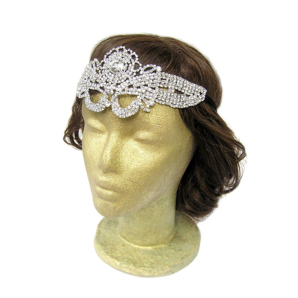 Rhinestone Flapper Headpiece, Statement Wedding Hair Piece, Celtic Medieval Headpiece, Boho Hippie