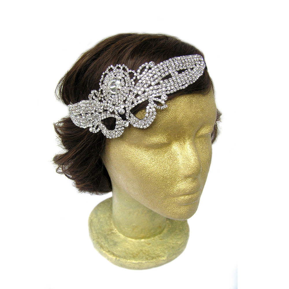 Rhinestone Flapper Headpiece, Statement Wedding Hair Piece, Celtic Medieval Headpiece, Boho Hippie