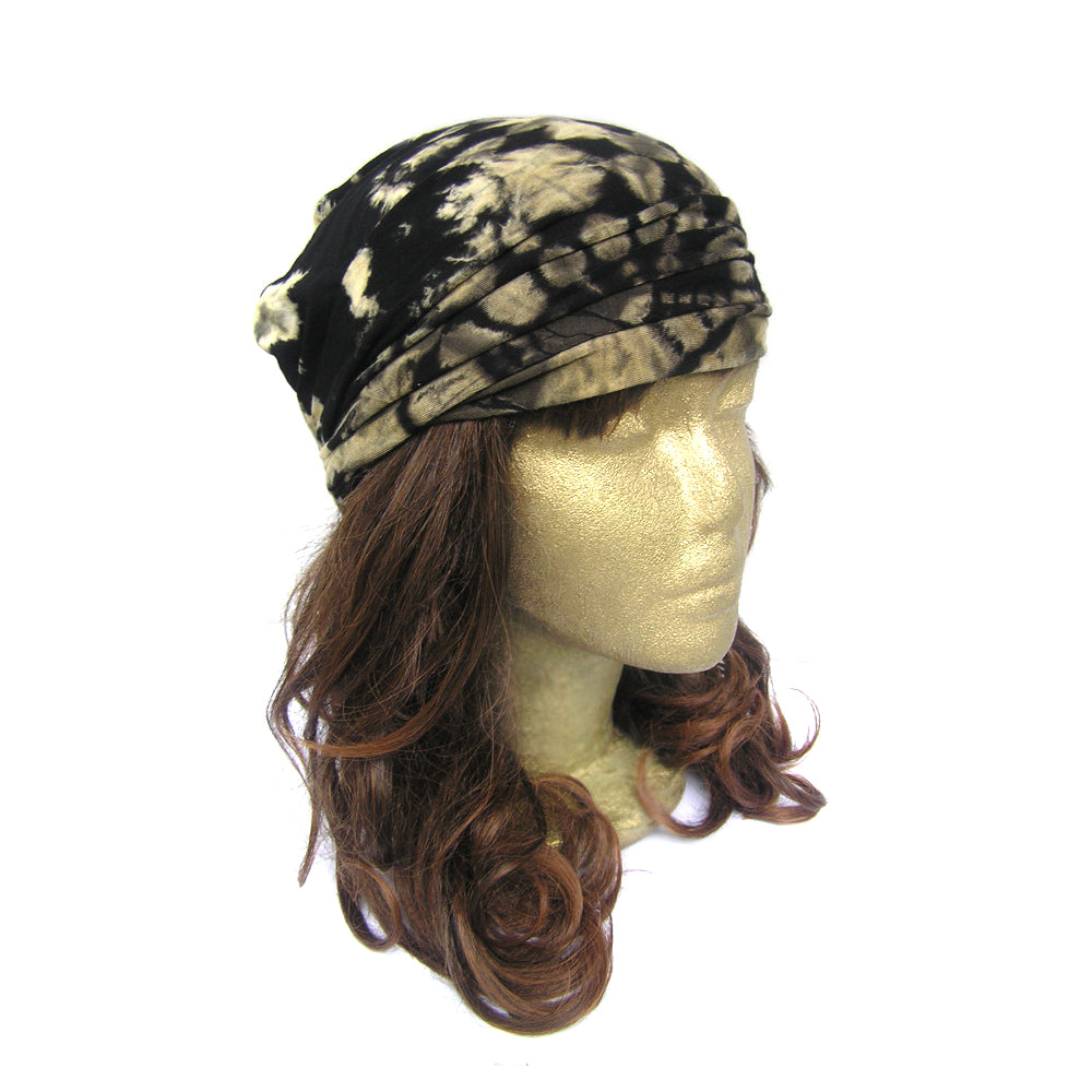 Black Headband Women with Pattern, Black Workout Headband, Black Tie Dye Hippie Headband