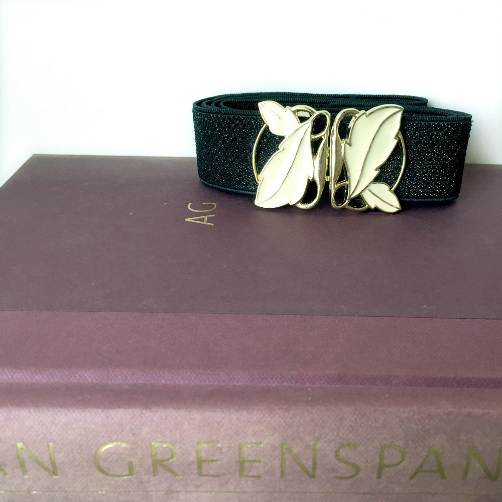 Retro Gold Leaf Belt, Women Black Shiny Belt, Evening Belt Women, Custom Plus Size Belt for Dress