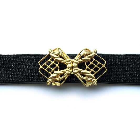 Cinturón de noche negro y dorado, cinturón elástico de mujer personalizado, cinturón de vestir brillante