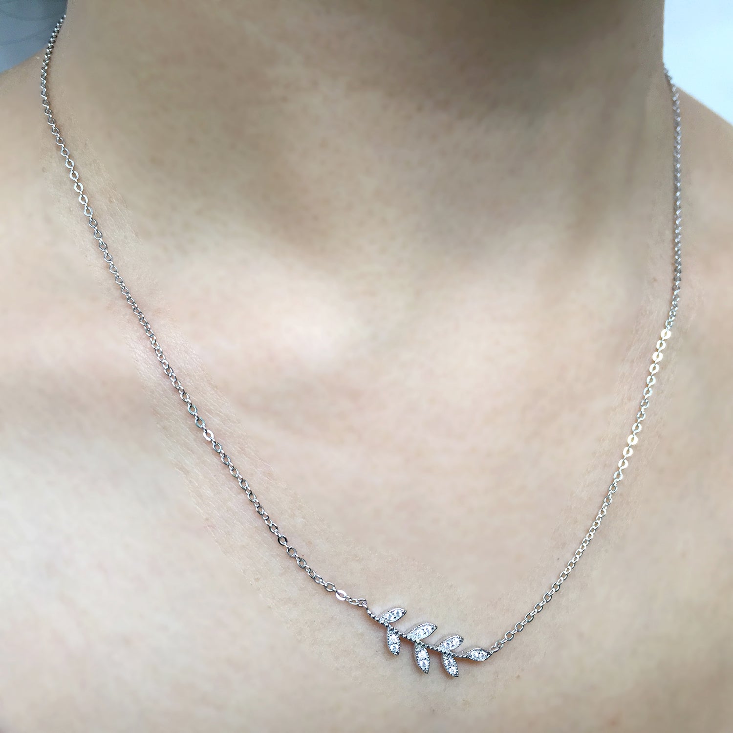 Sterling Silver Leaf Necklace, Delicate Silver Necklace, Valentines Day Gift Idea