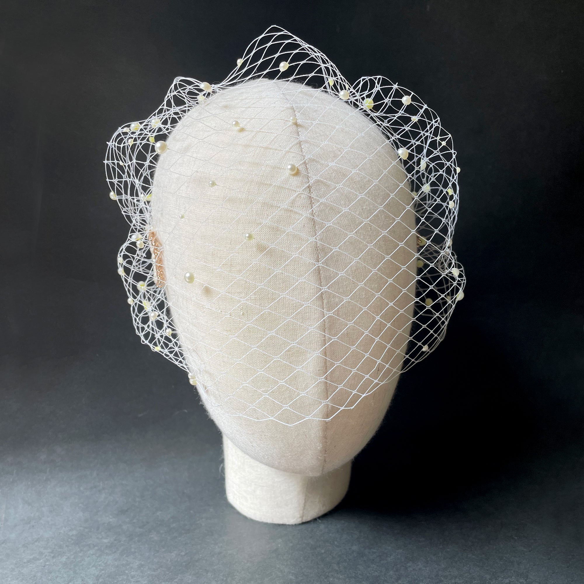 Pearl Headband Wedding, Pearl Bandeau Veil, Pearl Birdcage Veil, Bridal Pearl Hair Accessory,