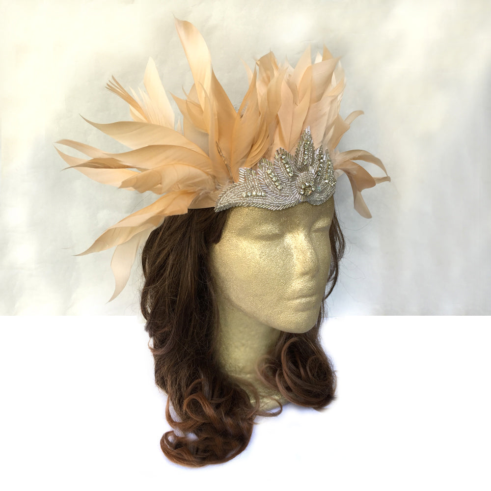Bohemian Wedding Hair Accessory, Feather Headdress, Feather Headpiece Costume, Boho Chic Jewelry