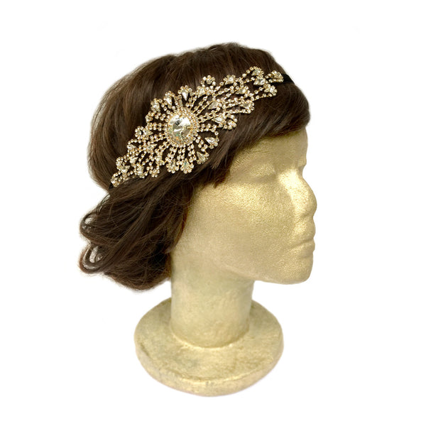 Gold Wedding Headbands, Rhinestone Bridal Headband, Gold Rhinestone Halo