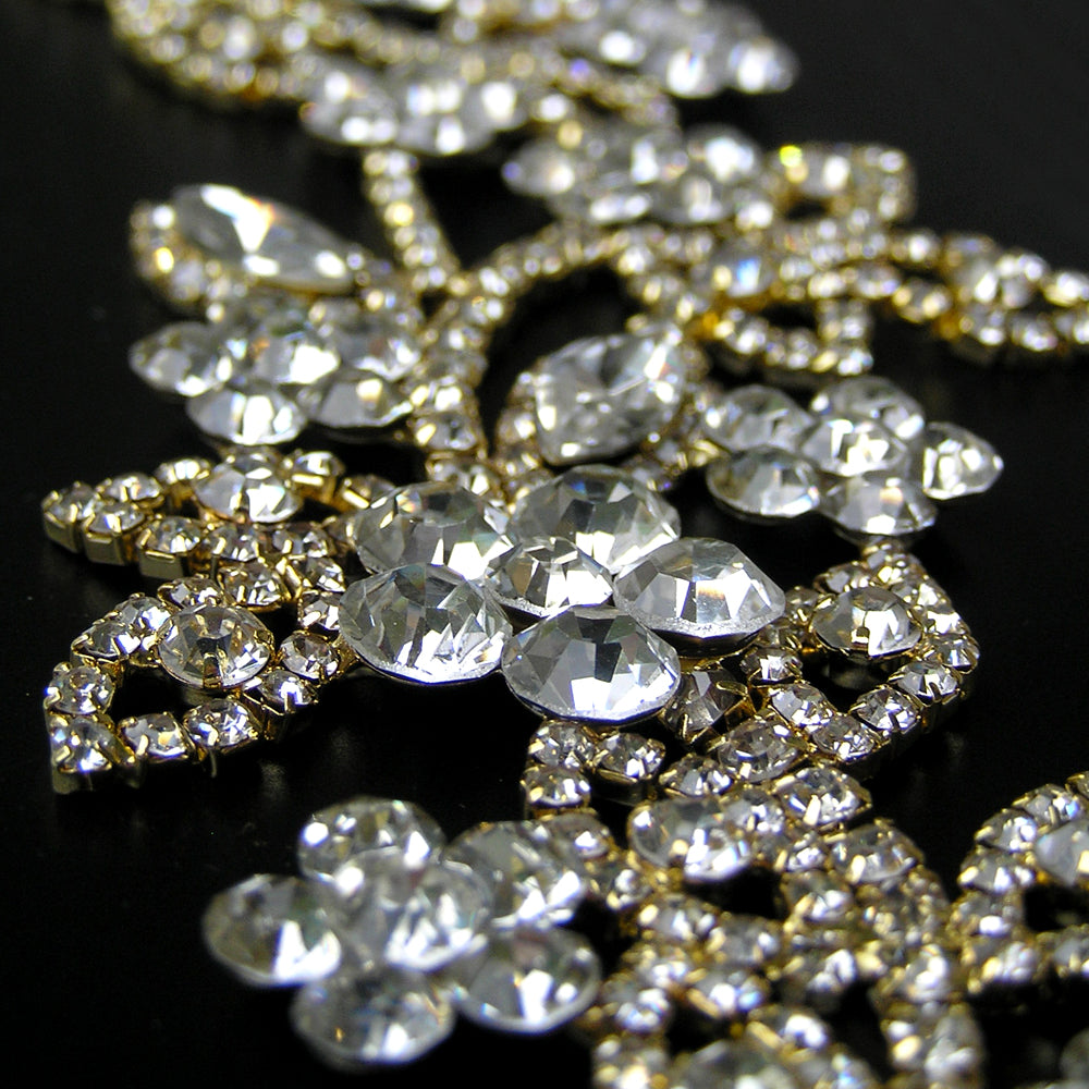 Gold Wedding Headband, Bridal Hair Piece Vintage, Rhinestone Floral Head Piece, Dancers