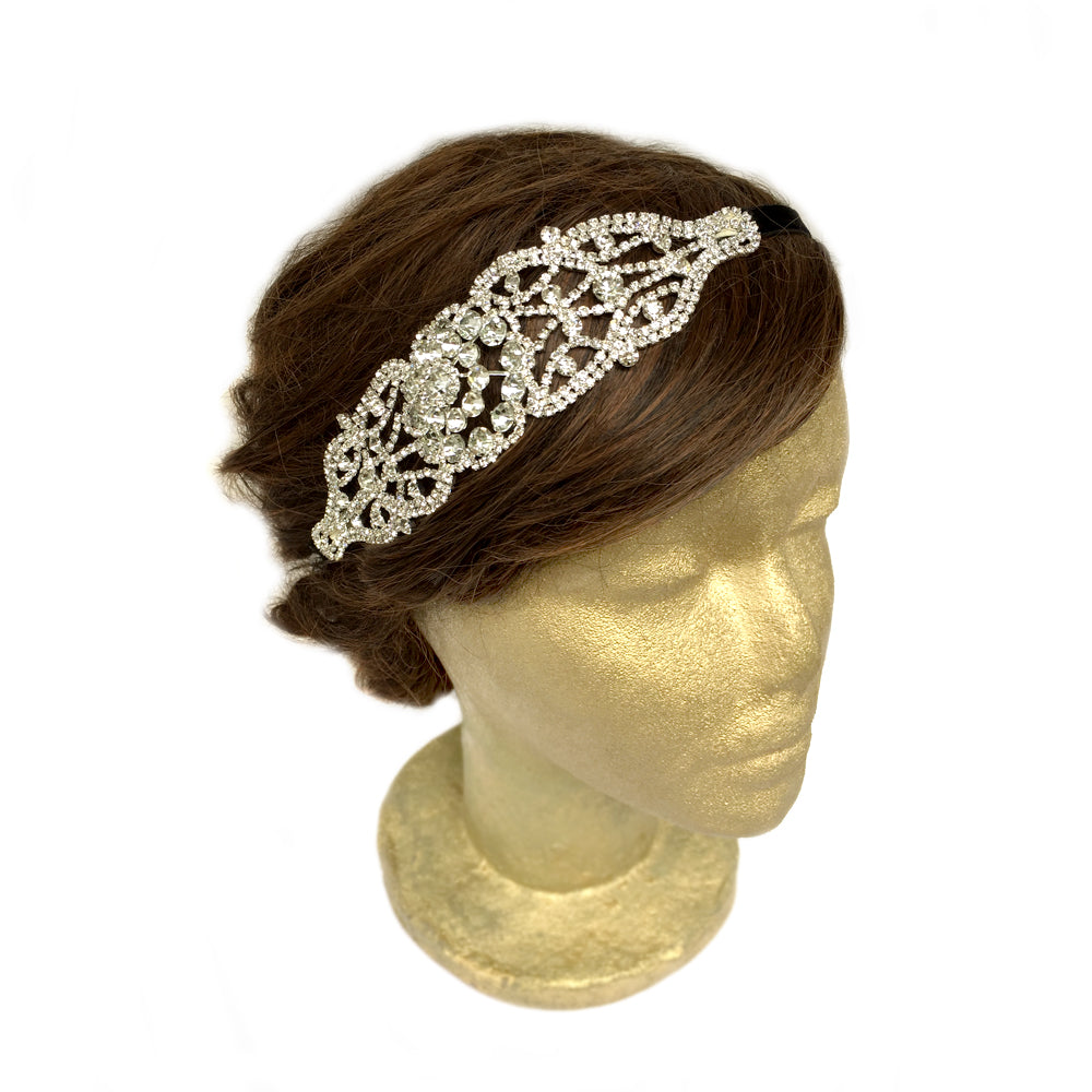 Hippie Hair Accessory, Rhinestone Headpiece for Boho Wedding, Gold Hair Piece