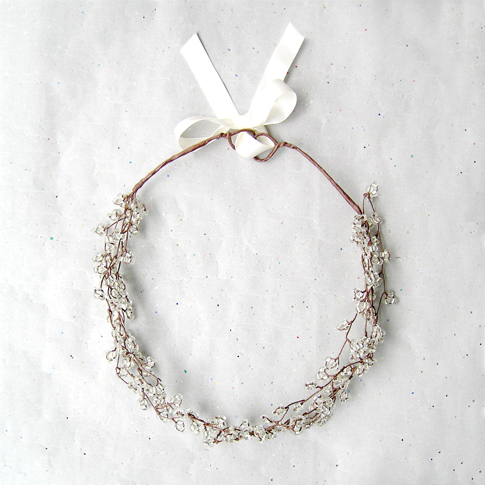 Rustic Wedding Hair Accessory, woodland Hair Wreath, Beaded Wire Headdress