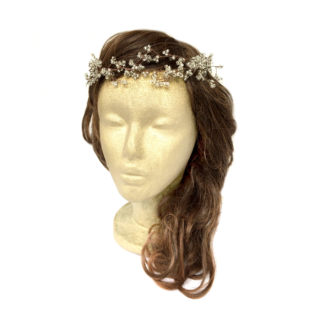Rustic Wedding Hair Accessory, woodland Hair Wreath, Beaded Wire Headdress