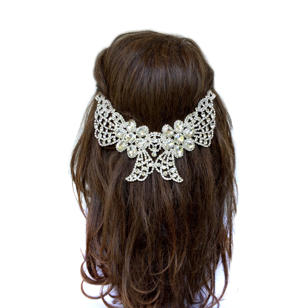Vintage Style Big Back Headpiece Bridal, Wedding Back Hairpiece, Big Statement Wedding Hair Accessory
