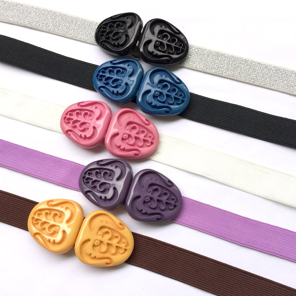 Custom Belt with Elastic Band, Vintage Belt Buckle from Japan, Elastic Waistband Belt