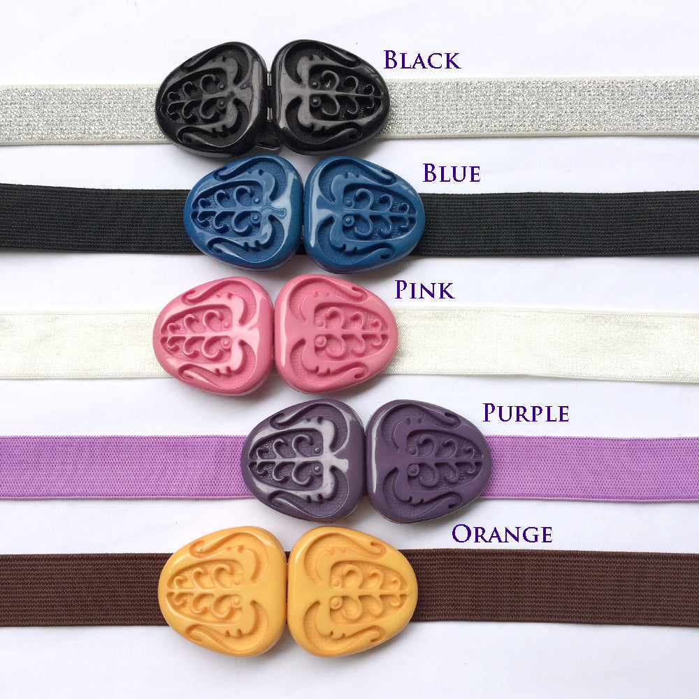 Custom Belt with Elastic Band, Vintage Belt Buckle from Japan, Elastic Waistband Belt