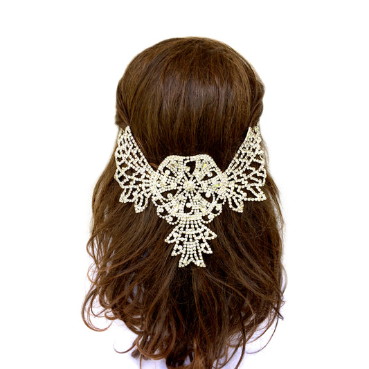Large Statement Bridal Back Headpiece, Big Back Hair Piece Bridal, Rhinestone Hair Piece Wedding, Dance, Photo shooting