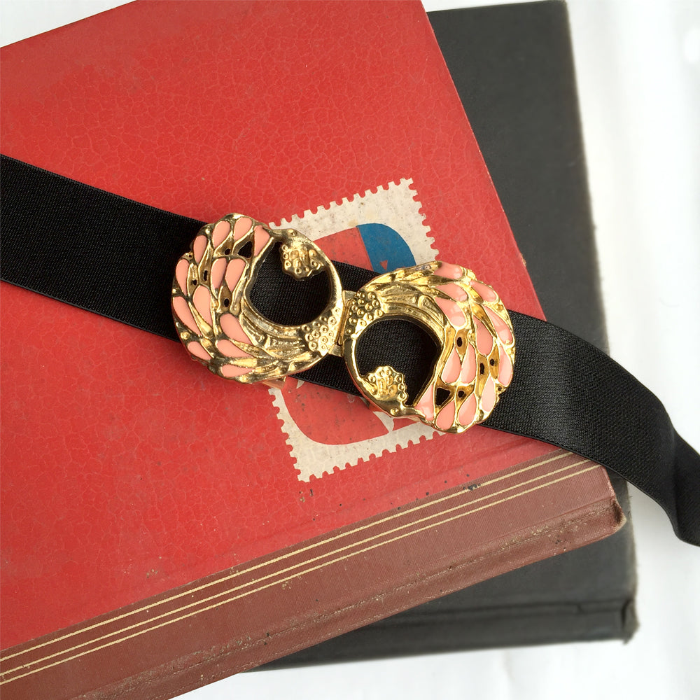 Gold Bridal Belt with Clasp, Gold Evening Metal Belt, 1960s 1970s Elastic Belt with Vintage Metal Belt Buckle