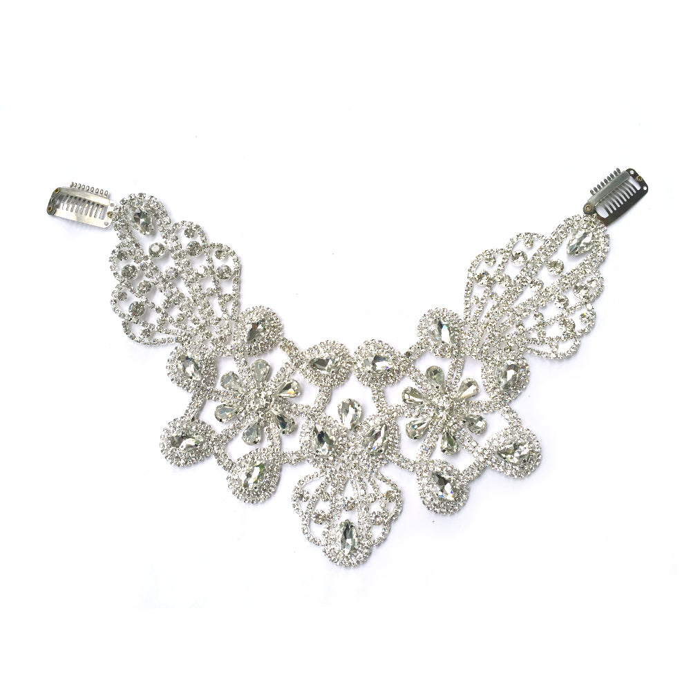 Big Bridal Back Hair Accessories Gold, Large Back Hair Jewelry Bridal, Big Statement Back Hair Piece