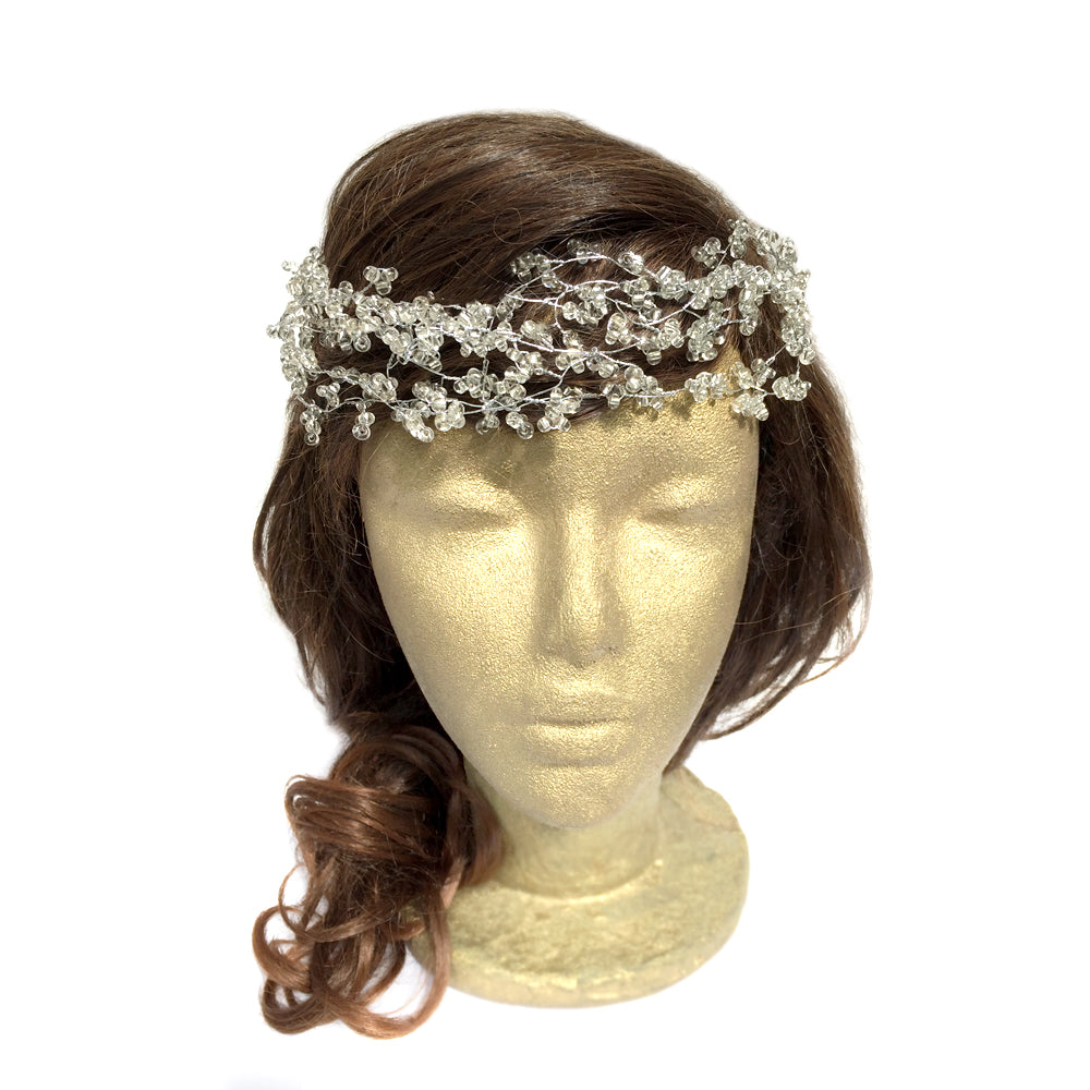 Wedding Hair Tiara, Silver Wire Crown, Bridal Halo Headband