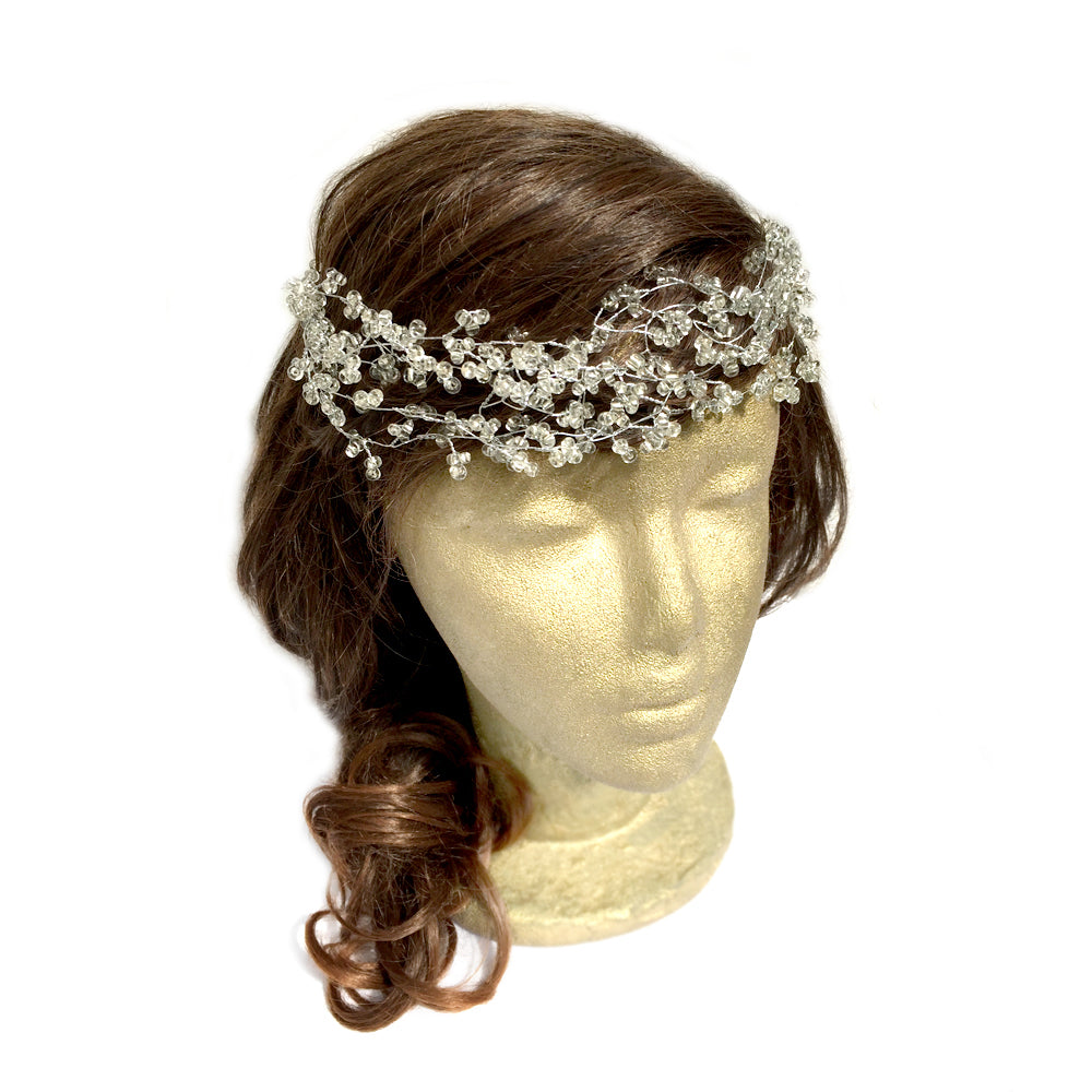 Wedding Hair Tiara, Silver Wire Crown, Bridal Halo Headband