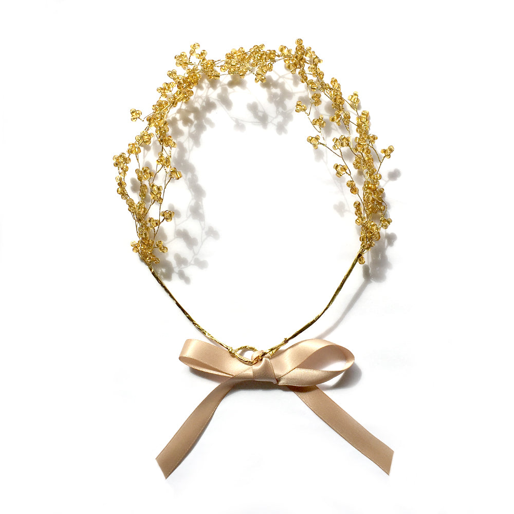 Grecian Headpiece Wedding, Bohemian Bridal Hair, Handmade Gold Circlet Crown