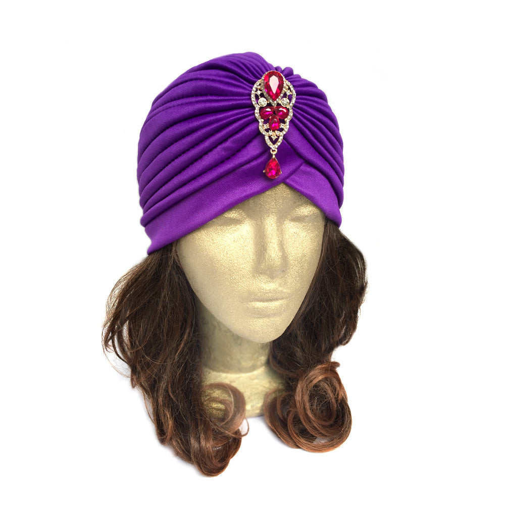 Great Gatsby Themed Clothes, Vintage Themed Party Wear, Purple Turban Hat
