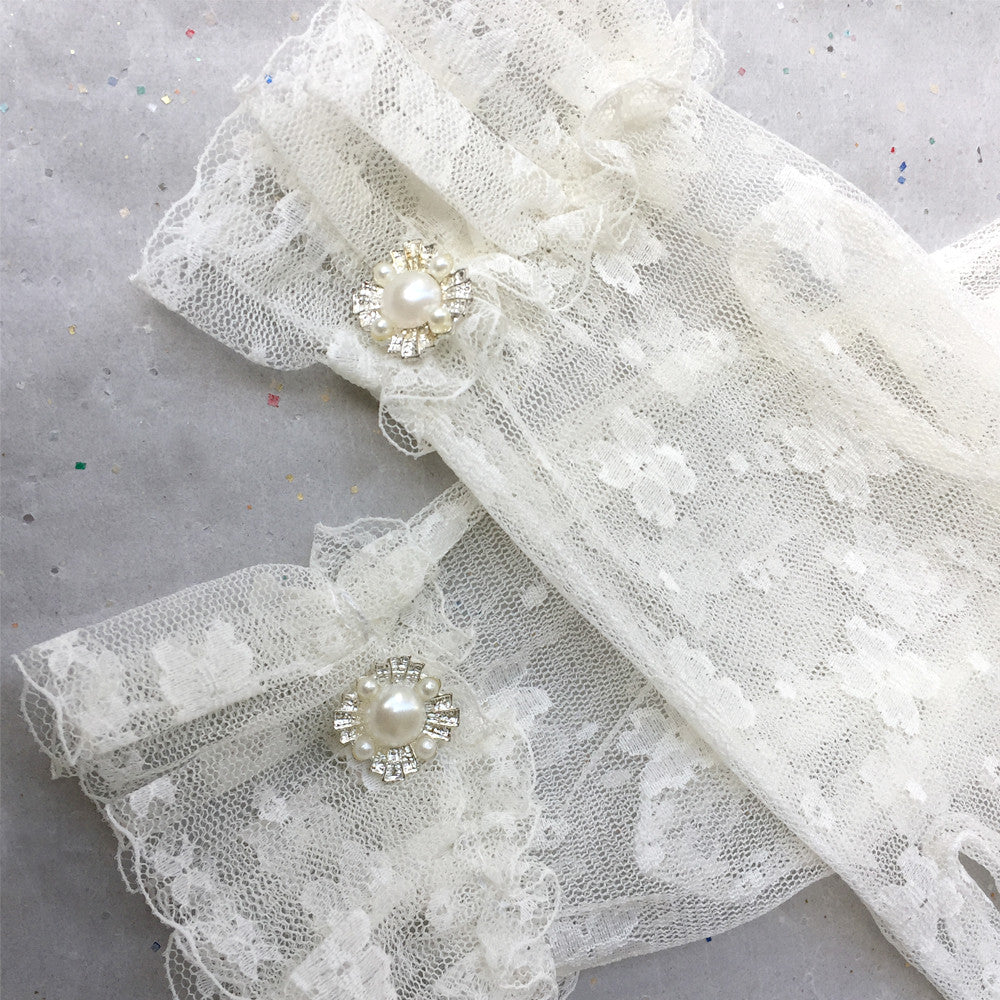 Ivory Lace Bridal Gloves, Lace Wedding Gloves Ivory, Ladies Short Dress Gloves, Lace Wrist Gloves Ivory