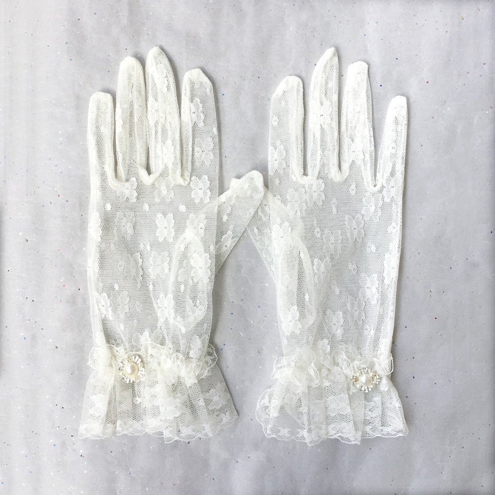 Ivory Lace Bridal Gloves, Lace Wedding Gloves Ivory, Ladies Short Dress Gloves, Lace Wrist Gloves Ivory