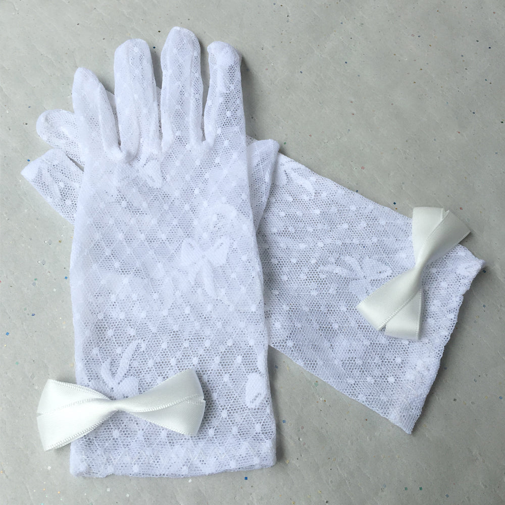 White Lace Gloves for Wedding, Sheer Short Gloves Wedding, Bridal Lace Gloves