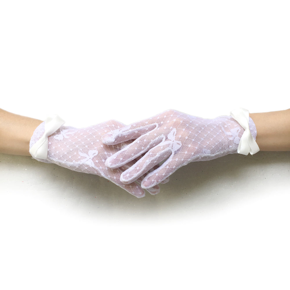 White Lace Gloves for Wedding, Sheer Short Gloves Wedding, Bridal Lace Gloves
