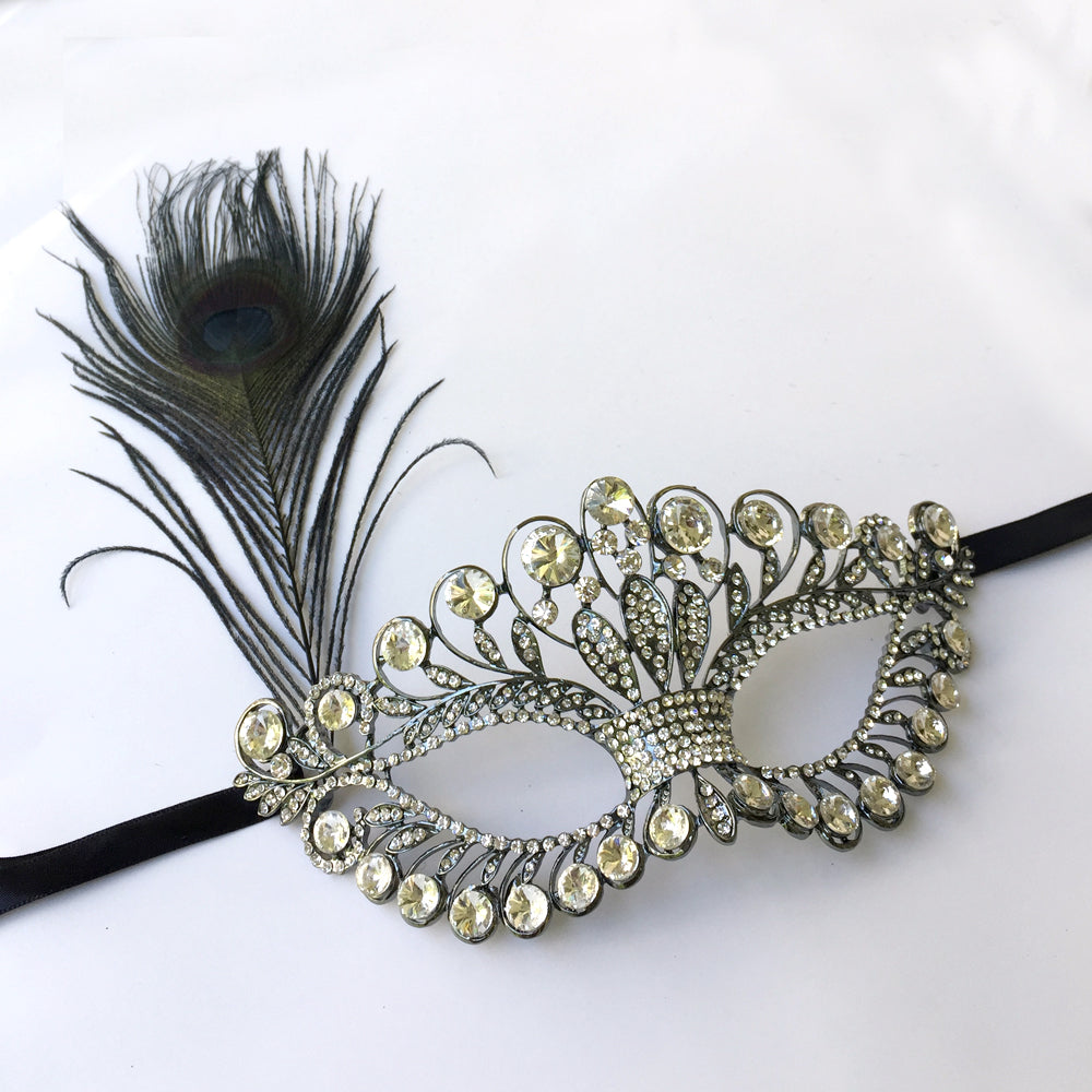Black Rhinestone Wedding Mask, Black Masquerade Mask, Dance Makeup Masquerade Party
