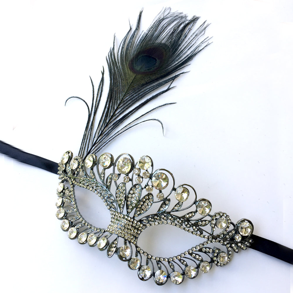 Black Rhinestone Wedding Mask, Black Masquerade Mask, Dance Makeup Masquerade Party