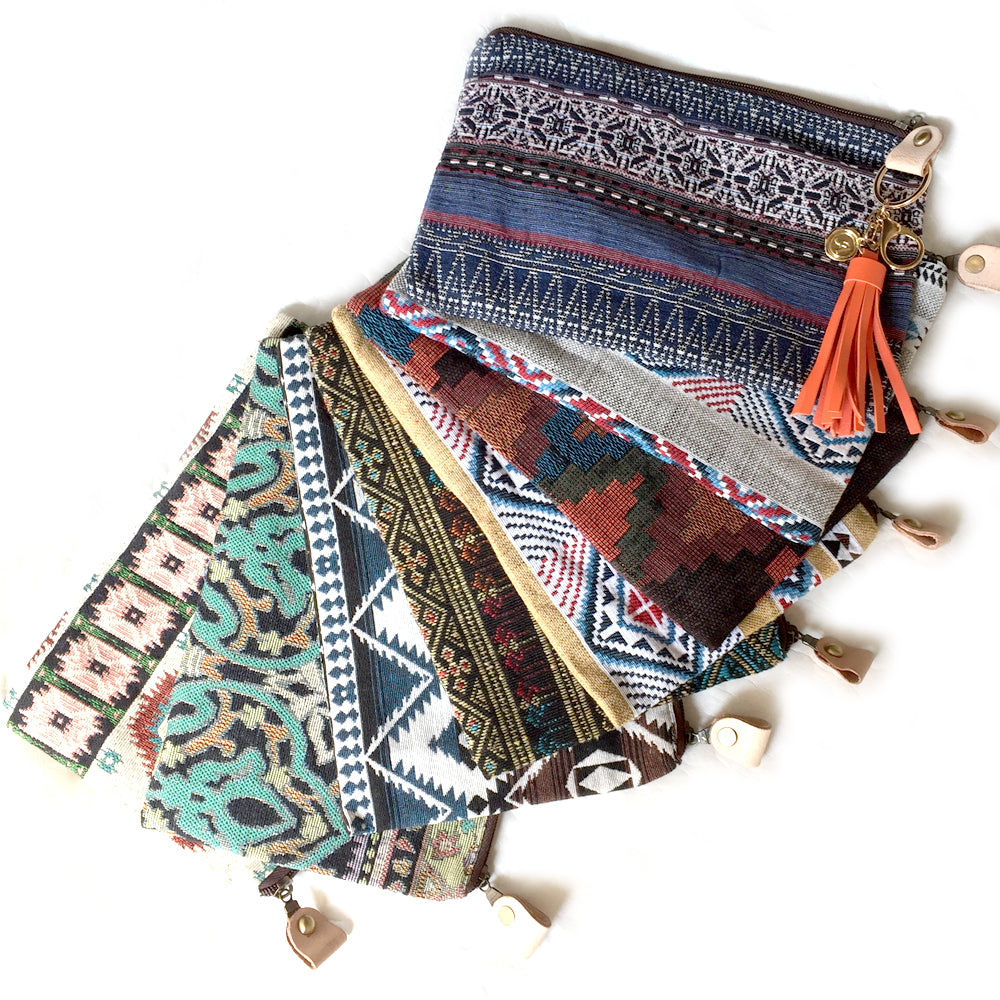 Monedero de embrague para damas de honor, bolsa con cremallera de maquillaje, regalo de boda hippie boho personalizado